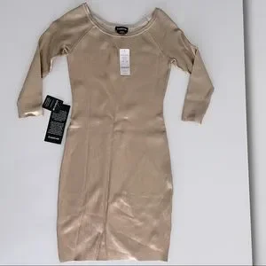 slim fit dress slacks Foiled Bandage Plunge Neck Midi Dress Gold